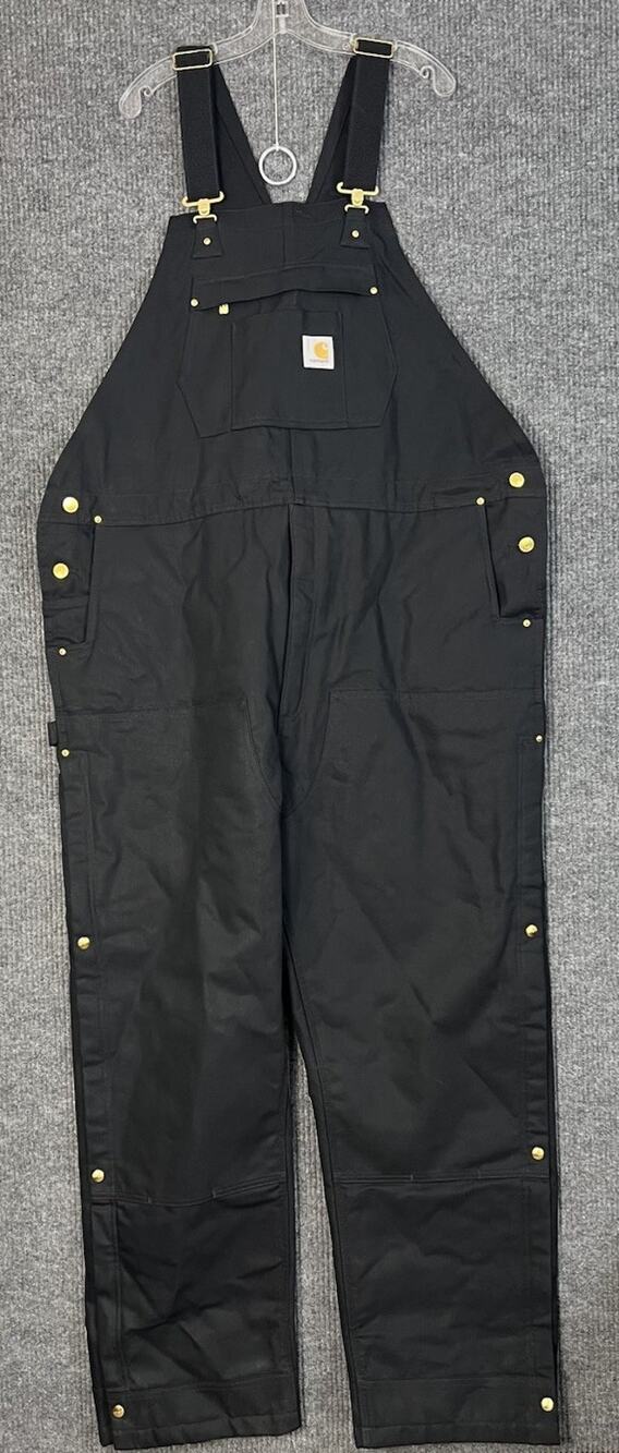 Carhartt Black Men's Cargo Bib Overalls with Gold Hardware